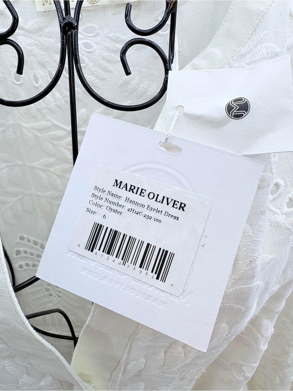 NEW Marie Oliver Ivory Oyster Eyelet Hannon Long Sleeve Maxi Dress Size 6 - Picture 3 of 12